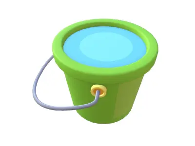 Cartoon Water Bucket Free low-poly 3D model