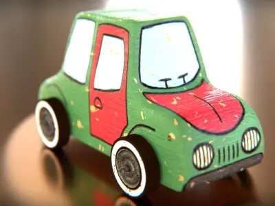 Wooden Toy Car 3D model