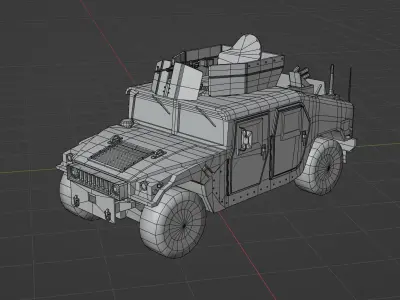 HMMWV m1114 and m1151 with 4 weapons Low-poly 3D model