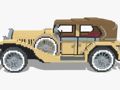 Voxel Classic Car Low-poly 3D model