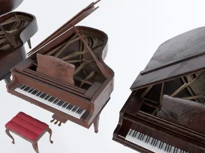 Grand Piano Low-poly 3D model