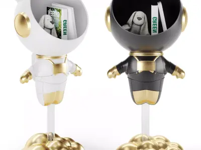 Astronaut Side Table Floor Figurine Low-poly 3D model