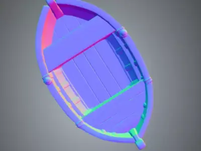 Painted Wooden Boat 1 Free low-poly 3D model