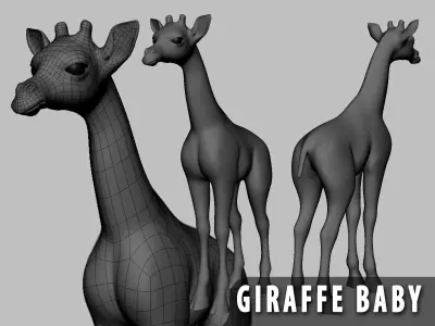 Baby Giraffe Low-poly 3D model