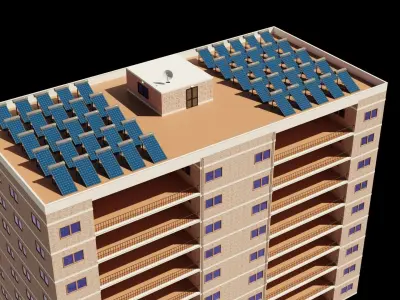 Realistic residential city building Low-poly 3D model Low-poly 3D model