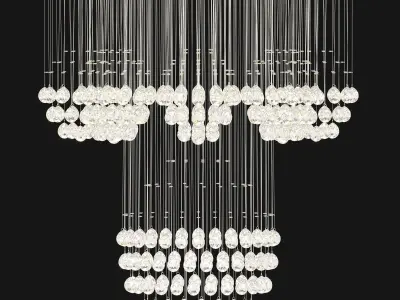 Round Modern K9 Crystal Sparkle Luxury Rain Drop Chandelier 3D model