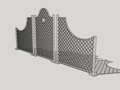White Lattice Fence 1 Free 3D model