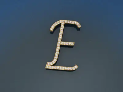 Letters 3d model gold and diamond letter d 3D model