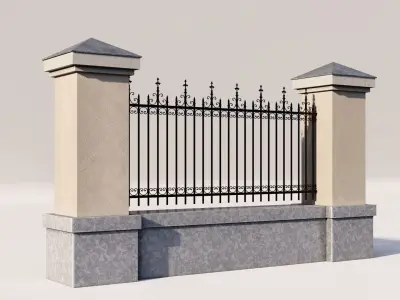 lassic fence PIERS FOR GATES 3D model