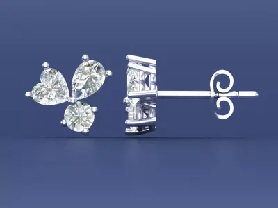 Cluster Diamond Or Gemstones Studs 3D CAD Design 3D print model