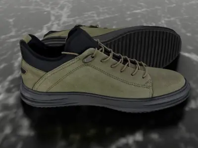 GREYDER LEATHER 3D SHOES - GREEN Low-poly 3D model