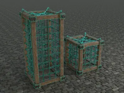 Medieval Cages 1 low-poly PBR  Low-poly 3D model