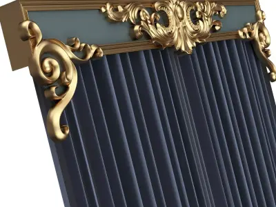 Collection of Cornice Classic Curtain Low-poly 3D model