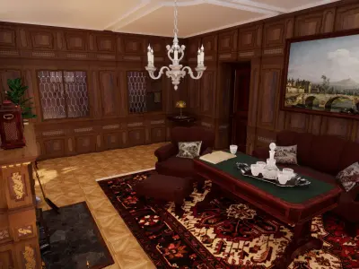Victorian living room interior 3D model
