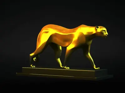 leopard Statue figurine sculpture modern art tiger abstract 3D model