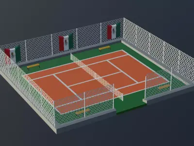 Tennis Court - Mexican Low-poly 3D model