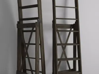 Ladder two wooden ladders 3D model