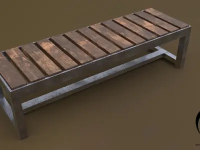 Bench Set 8M1T 01 Low-poly 3D model