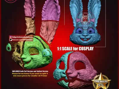 Judy Rabbit Cop Head Mask - Zootopia Cosplay Props 3D print model