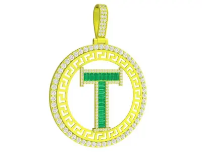 Luxury Letter T Pendant 3D Model for Jewelry Casting 4260 3D print model