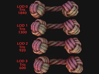 Pets Cats and Dogs Rope Dumbbell for Gnawing Chew Toy Low-poly 3D model