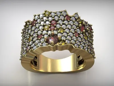 Colored Gemstone Luxury Diamond Ring 3D print model