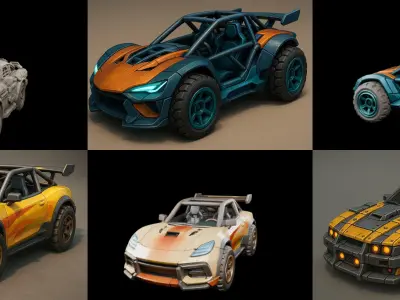 Gt one Car bundle 7 pack 100 glb 3D model