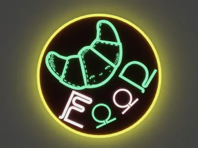 Cyberpunk food sign Free low-poly 3D model