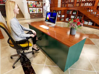 library for children books - book store - Kindergarten Hall Low-poly 3D model