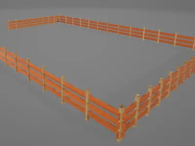 Wooden fence for house boundary Free 3D model