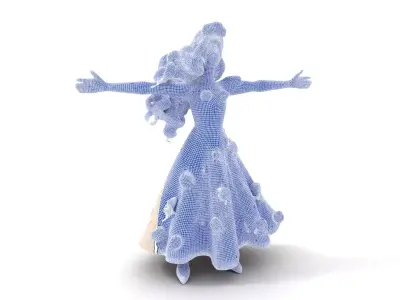 Princess Doll in Floral Dress Model Pack Low-poly 3D model