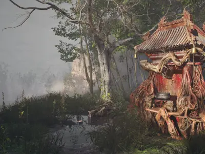 Black Myth Wukong Temple Lowpoly Nanite Mesh Low-poly 3D model