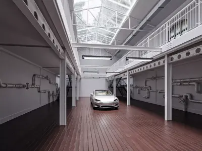 Hangar Building Low-poly 3D model