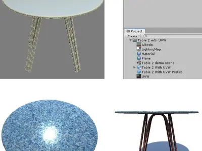 Table 3 round glass with wooden legs 3D model