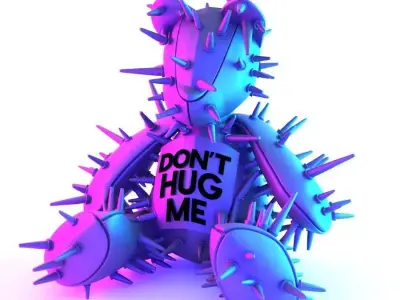 Teddy Bear Punk Dont Huge Me toy 3D print model