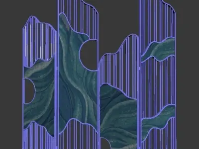 Partition ocean waves room divider 3D model