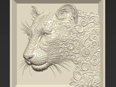 Decorated Leopard Head A71 3D print model
