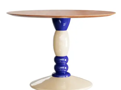 Dining table Zara Round Metal Wooden table 3D model