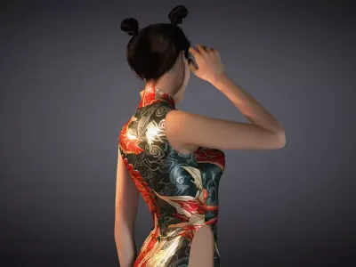 The Silk Dragon Elegant Asian Woman 3D Character Fully Rigged Low-poly 3D model