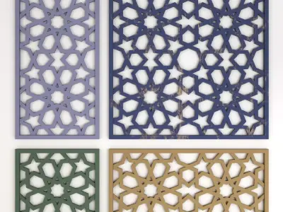 Arabic Islamic pattern wood decorative plaster 3D model 5