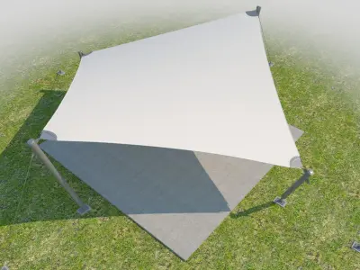 Detailed tensile membrane structure system 3D model