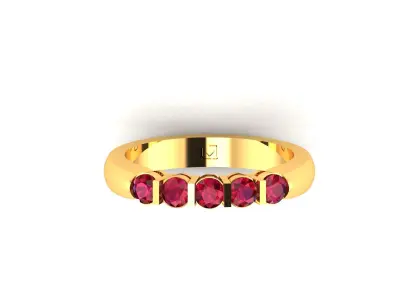 Band 3dm Render Details gold five stone diamond ring 3D print model purchase