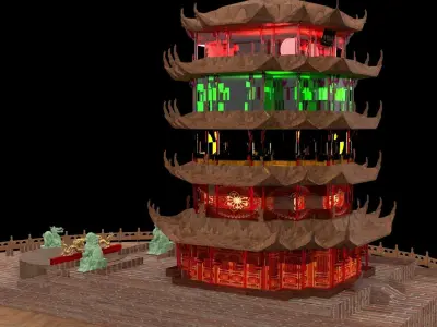 Chinese ancient tower  3D model