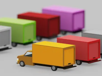  Voxel Truck Pack Low-poly 3D model