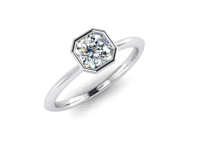 Asher Cut Diamond Ring 3D print model