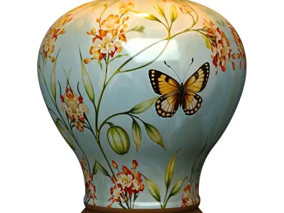 Modern European Style Ceramic Decorated Nightstand Table Lamp 3D model