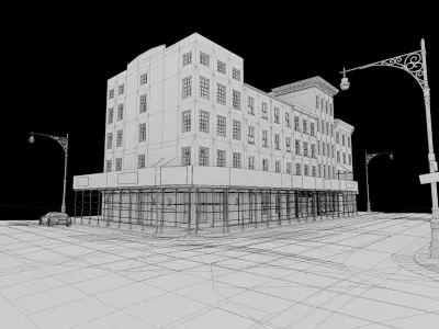 NYC SoHo Architecture City Block  Low-poly 3D model