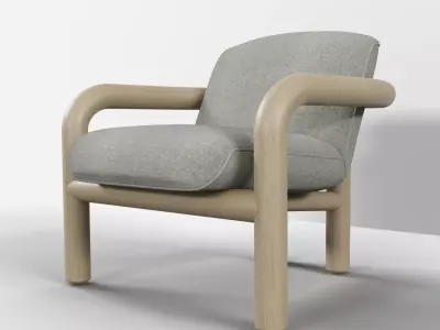 2021 Benson chair light wood light fabric  3D model