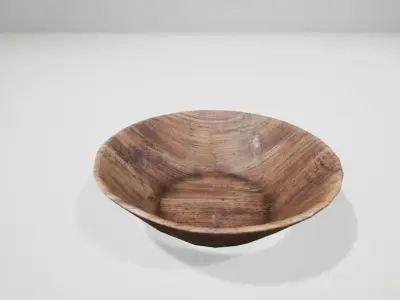 bowl of Wood medieval  Free low-poly 3D model
