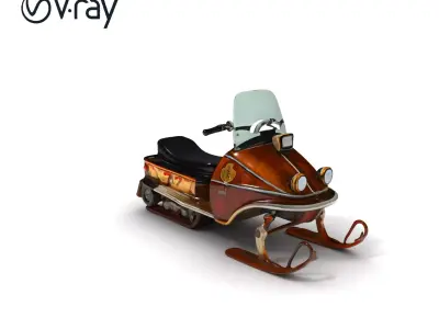 Vintage Snowmobile Model Pack Low-poly 3D model